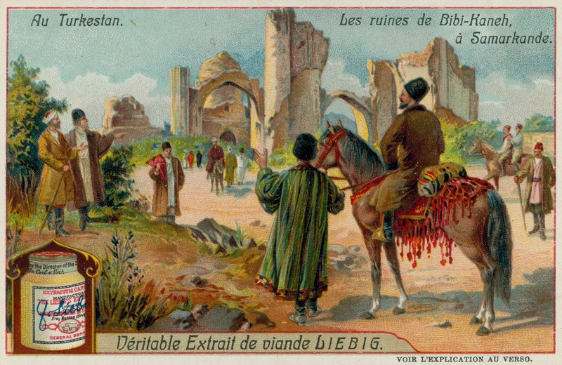 Ruiny mešity Bibi-Khanym v Samarkandu v Uzbekistánu od European School