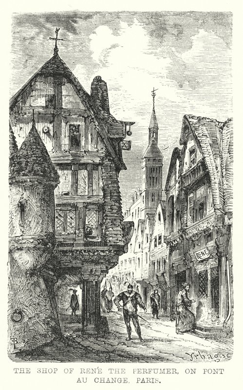 Obchod Rene the Parfumer, na Pont au Change, Paris (rytina) od European School