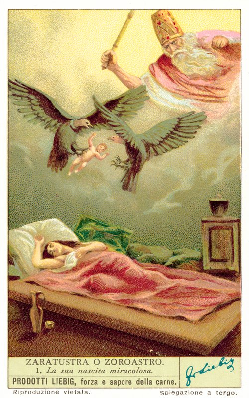 Zázračné narození Zoroastra (chromolitho) od European School
