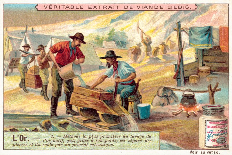 Nejprimitivnější metoda oddělení zlata od jiného materiálu (chromolitho) od European School