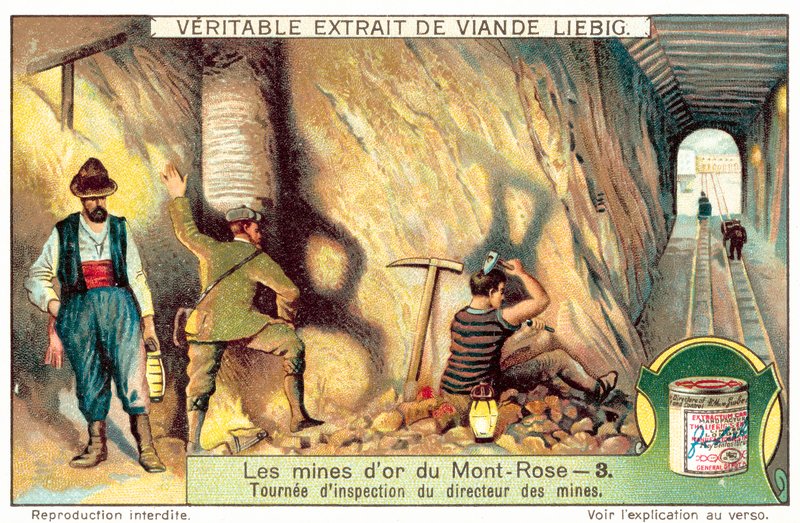 Prohlídka inspekce ředitelem zlatého dolu Monte Rosa (chromolitho) od European School