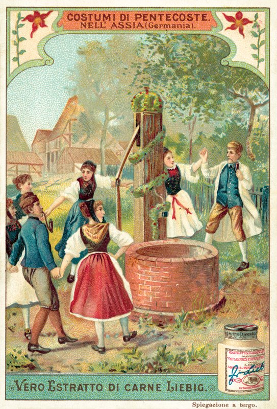 Tradiční oslavy letnic v Hesensku, Německo (chromolitho) od European School