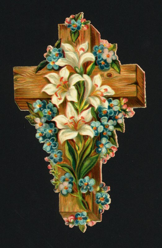 Viktoriánské zbytky: Svatý kříž (chromolitho) od European School