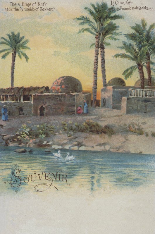Vesnice Kafr u pyramid v Sakkáře, Egypt (chromolit) od European School