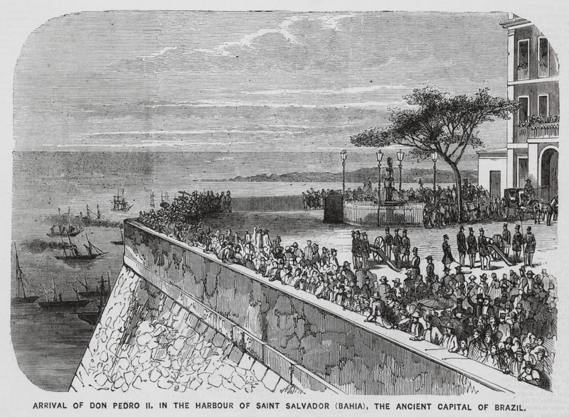 Návštěva brazilského císaře Pedra II. v Salvadoru v Bahii (rytina) od European School