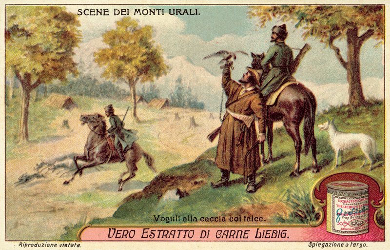 Vogulové loví se sokoly (chromolitho) od European School