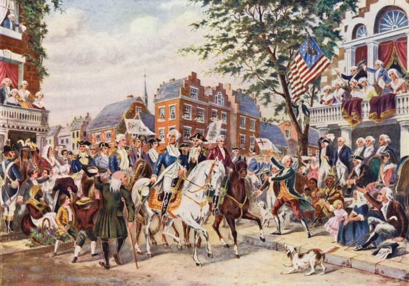 Washingtonův vjezd do New Yorku (barevná litografie) od European School
