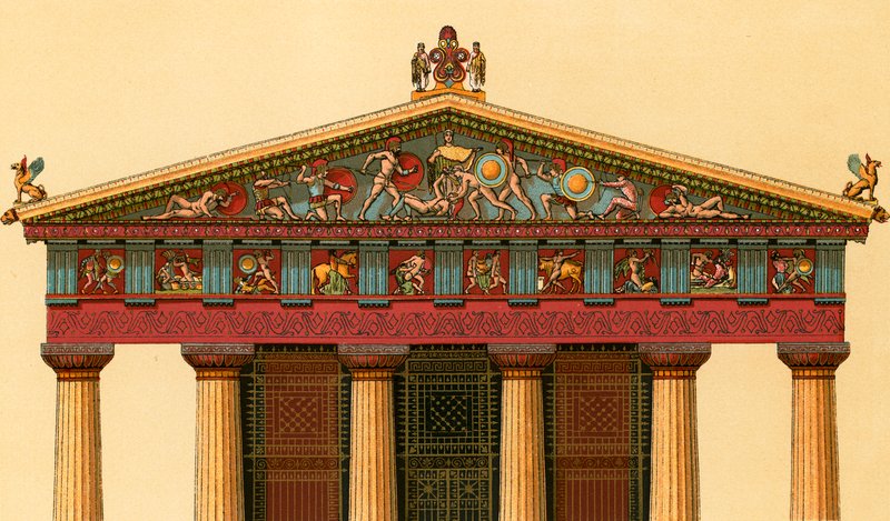 Západní průčelí chrámu Athény, v Aegina od European School