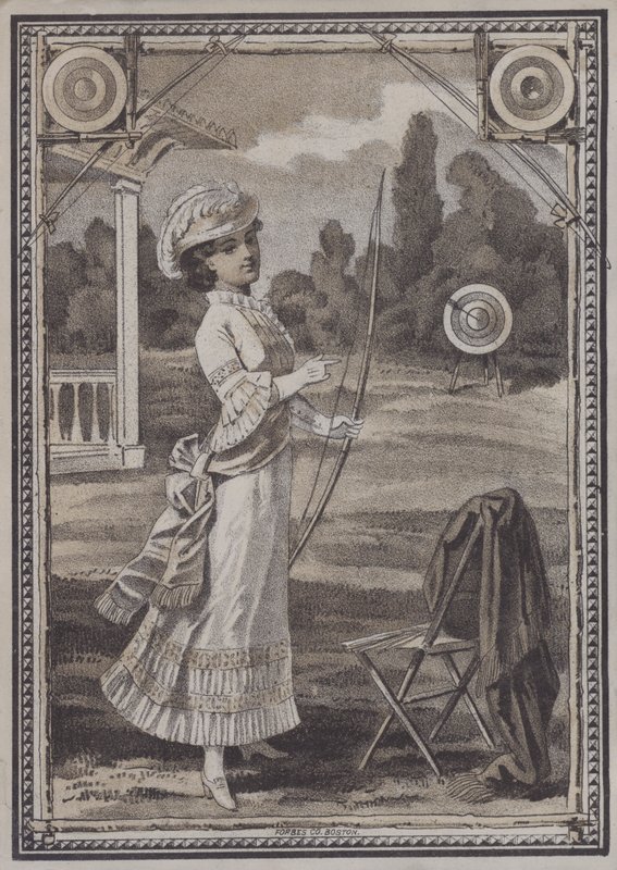Žena, která dělá lukostřelbu (litho) od European School