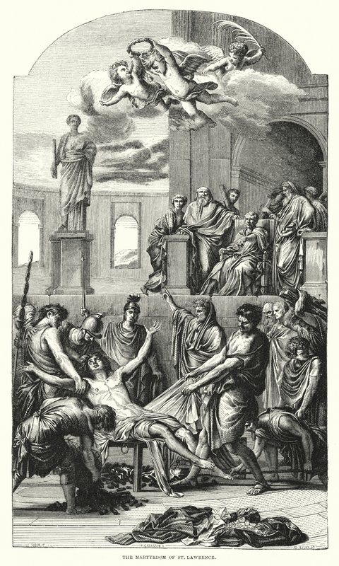 Umučení svatého Vavřince (rytina) od Eustache (after) Le Sueur