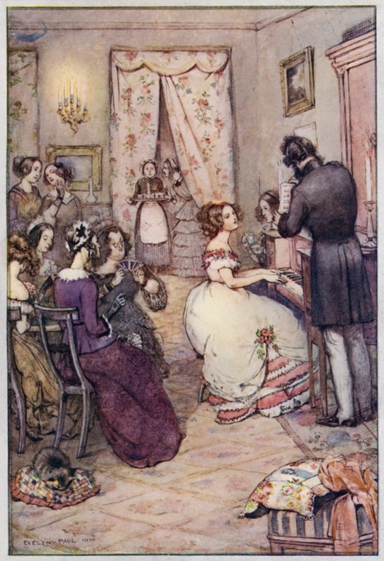 Ilustrace pro Cranford od paní Gaskell (barevné lito) od Evelyn Paul