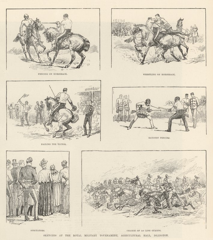 Náčrtky na Royal Military Tournament, Agricultural Hall, Islington od Evelyn Stuart Hardy