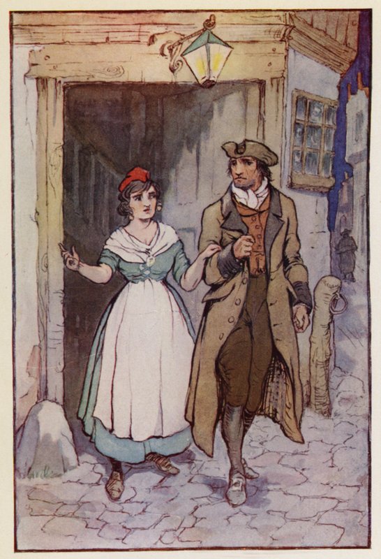 Ilustrace k Příběhu dvou měst od Charlese Dickense (barevná litografie) od F. M. B. Blaikie