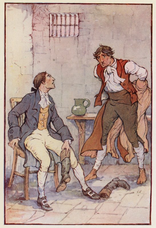 Ilustrace k Příběhu dvou měst od Charlese Dickense (barevná litografie) od F. M. B. Blaikie