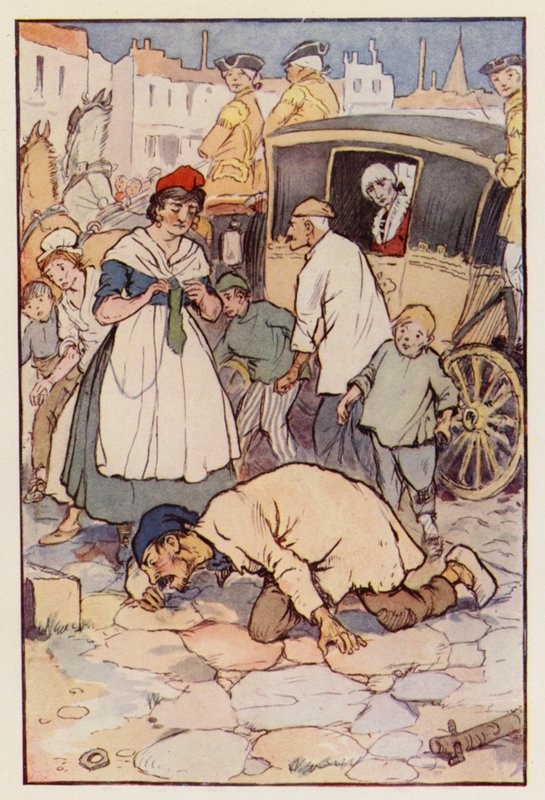 Ilustrace k Příběhu dvou měst od Charlese Dickense (barevná litografie) od F. M. B. Blaikie