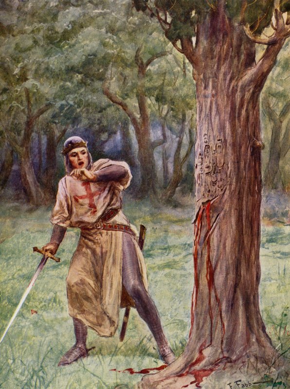 La Gerusalemme Liberata by Torquato Tasso: Canto XIII, strofa 41 (barevná litografie) od Fabio Fabbi