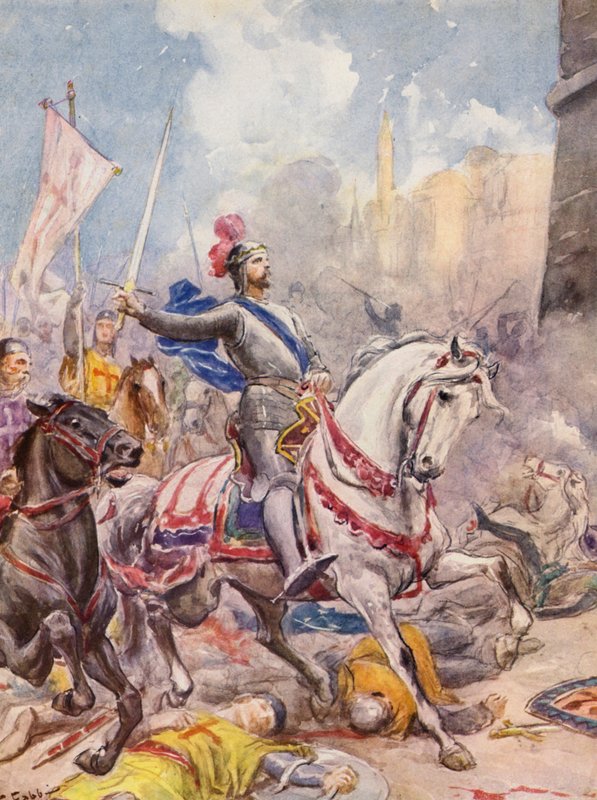 La Gerusalemme Liberata by Torquato Tasso: Canto XX, strofa 144 (barevná litografie) od Fabio Fabbi