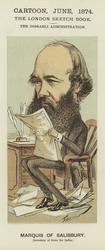 Karikatura markýze ze Salisbury (barevné lito) od Faustin (b.1847)
