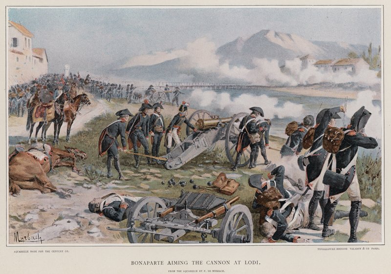 Bonaparte míří dělo na Lodi od Felicien baron de Myrbach Rheinfeld