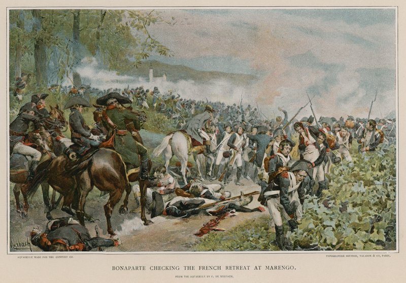 Bonaparte kontroluje francouzský ústup u Marenga od Felicien baron de Myrbach Rheinfeld