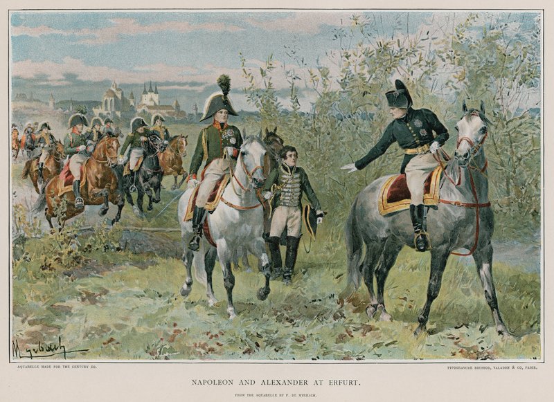 Napoleon a Alexander v Erfurtu od Felicien baron de Myrbach Rheinfeld