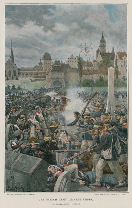 Francouzská armáda opouští Leipsic od Felicien baron de Myrbach Rheinfeld
