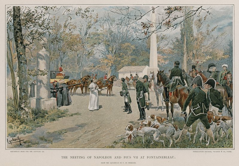 Setkání Napoleona a Pia VII ve Fontainebleau od Felicien baron de Myrbach Rheinfeld