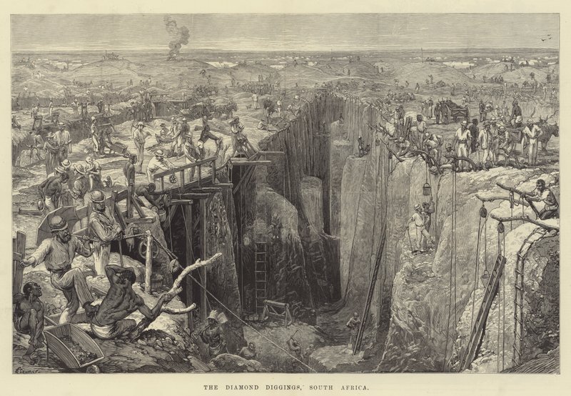 The Diamond Diggings, Jižní Afrika od Felix Regamey
