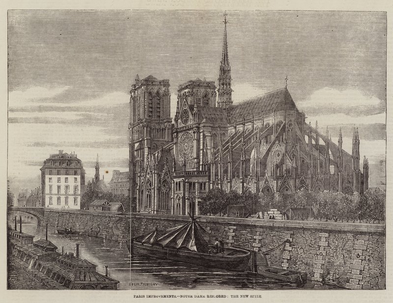 Vylepšení Paříže, obnovená katedrála Notre Dame, Nová věž od Felix Thorigny