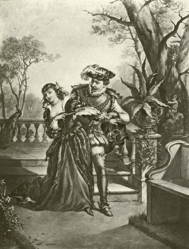 Mnoho povyku pro nic. Akt V-Scene II (hlubotisk) od Felix Octavius Carr Darley