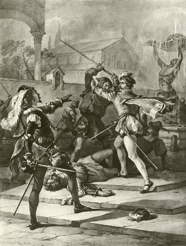 Romeo a Julie. I. dějství - I. scéna (hlubotisk) od Felix Octavius Carr Darley