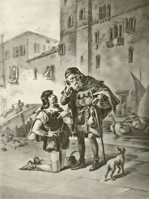 Kupec benátský. Akt II, Scéna II (hlubotisk) od Felix Octavius Carr Darley