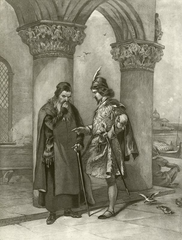 Kupec benátský. Akt I, Scéna III (hlubotisk) od Felix Octavius Carr Darley