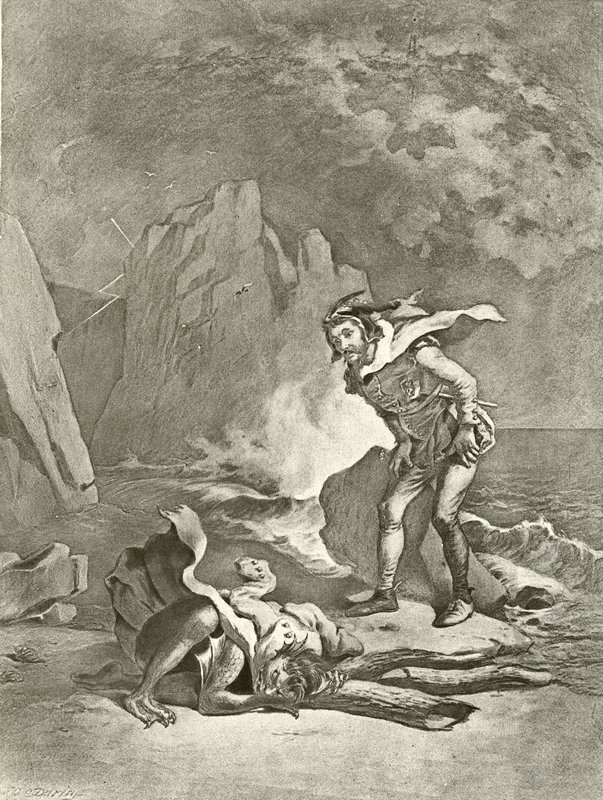 Bouře. Akt II, Scéna II (hlubotisk) od Felix Octavius Carr Darley