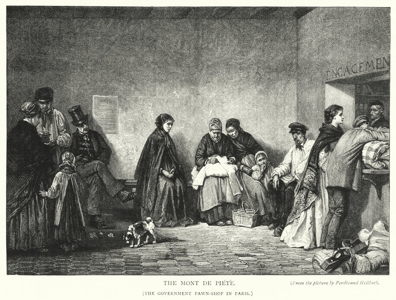 Mont de Piete, vládní zastavárna v Paříži (rytina) od Ferdinand (after) Heilbuth
