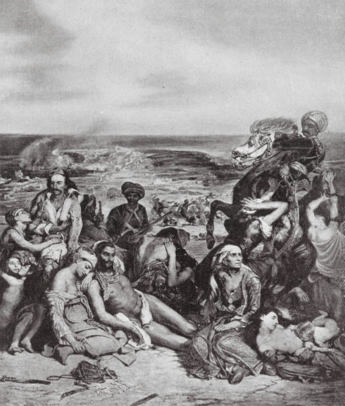 Masakry na Chiosu (litografie) od Ferdinand Victor Eugene (after) Delacroix