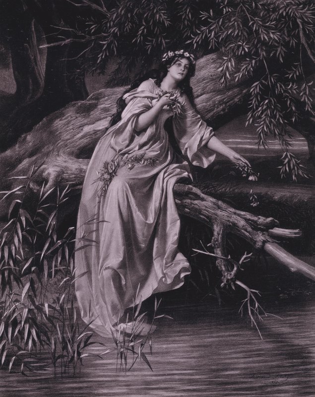 Scéna ze Shakespearova Hamleta (IV. dějství, scéna 7) (litho) od Ferdinand the Elder Piloty