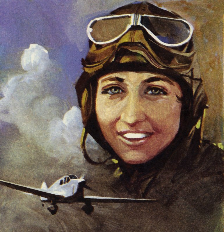 Amy Johnsonová, která letěla z Croydonu do Capetownu (barevná litografie) od Ferdinando Tacconi