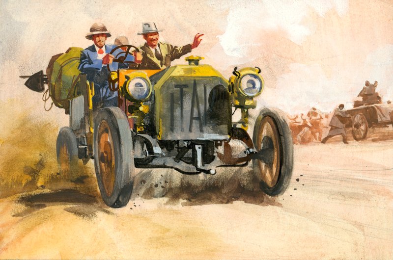 Motorový závod na deset tisíc mil (kvaš na papíře) od Ferdinando Tacconi
