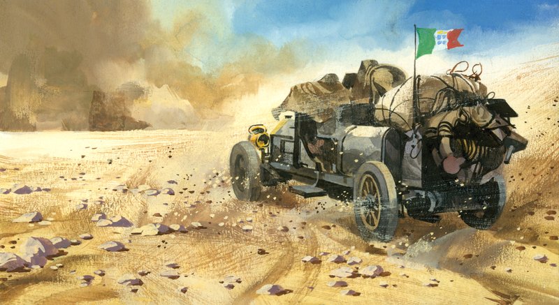 Motorový závod na deset tisíc mil (kvaš na papíře) od Ferdinando Tacconi