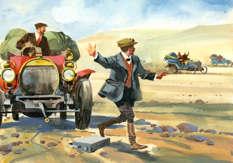 Motorový závod na deset tisíc mil (kvaš na papíře) od Ferdinando Tacconi