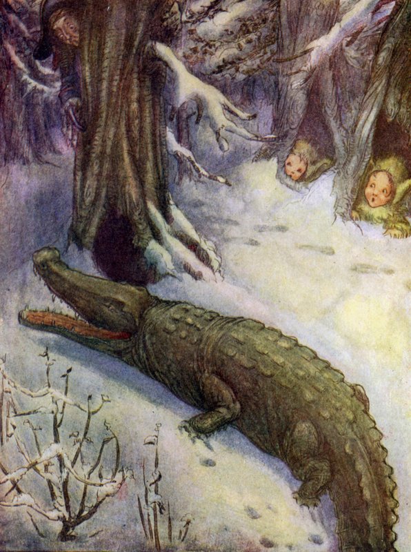 Krokodýl se chystá na tykání (barevná litografie) od Flora White