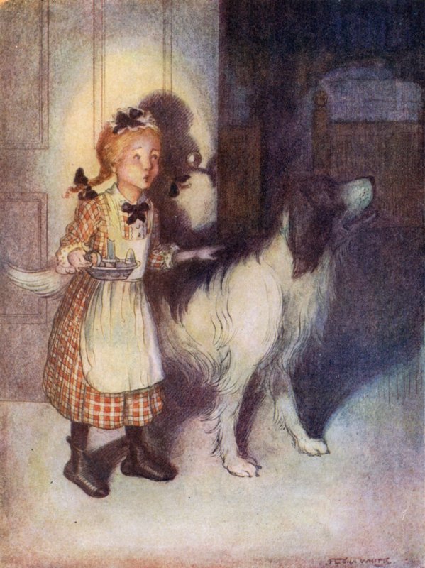 Eliza se dívá, zda děti spí (barevná litografie) od Flora White
