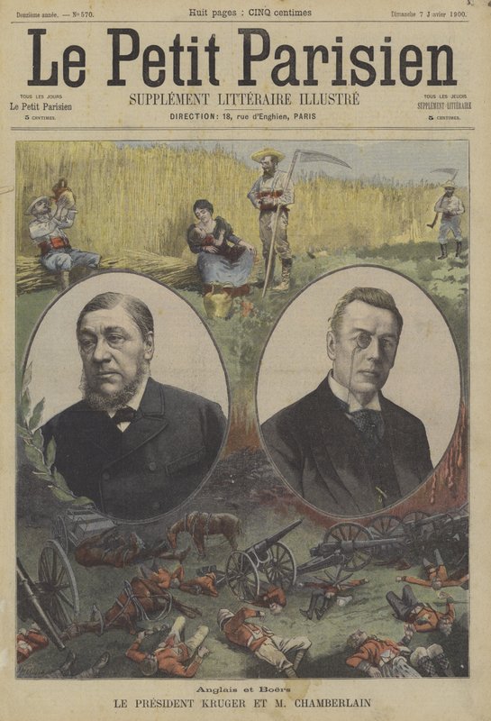 Britové a Búrové: prezident Kruger z Transvaalu a Joseph Chamberlain, britský ministr zahraničí pro kolonie od Fortune Louis Meaulle
