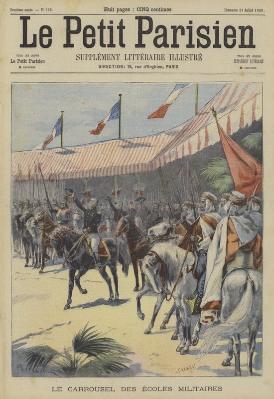 Jízdní přehlídka francouzských vojenských akademií od Fortune Louis Meaulle