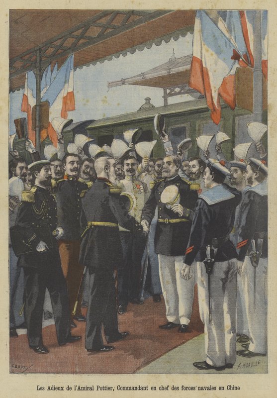 Loučení admirála Edouarda Pottiera, velitele francouzských námořních sil v Číně od Fortune Louis Meaulle