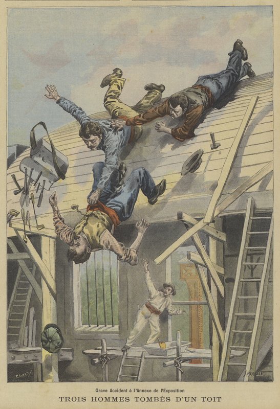 Vážná nehoda na místě výstavy Universelle z roku 1900 v Paříži od Fortune Louis Meaulle