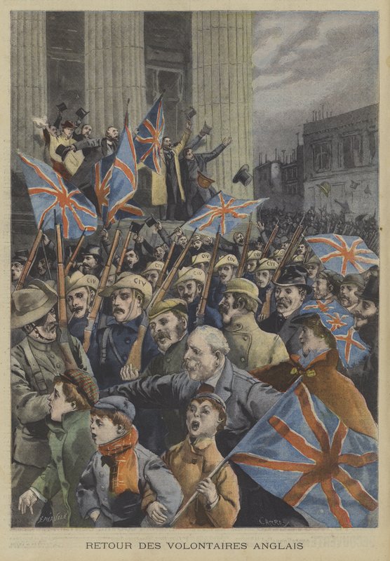 Vojáci z City of London Imperial Volunteers pochodující Londýnem při návratu z búrské války od Fortune Louis Meaulle