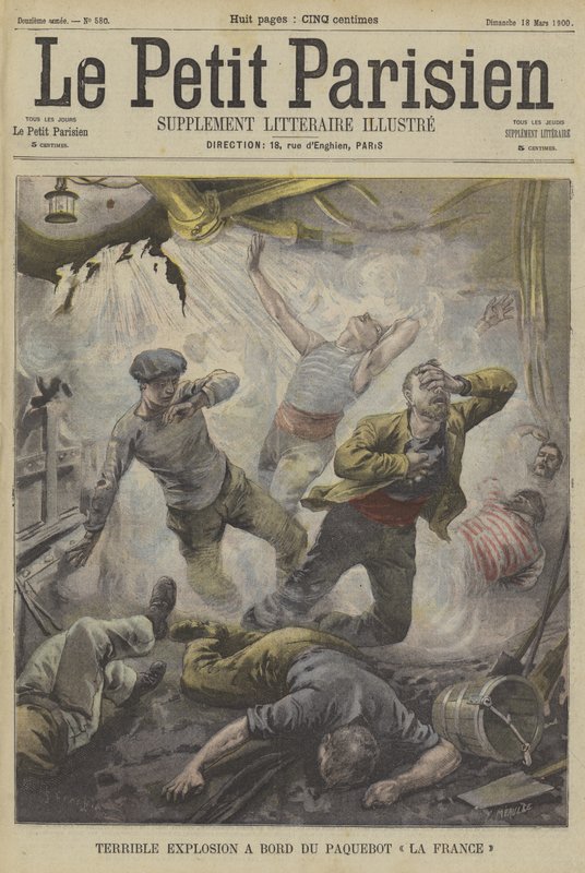 Hrozný výbuch na palubě parníku La France od Fortune Louis Meaulle