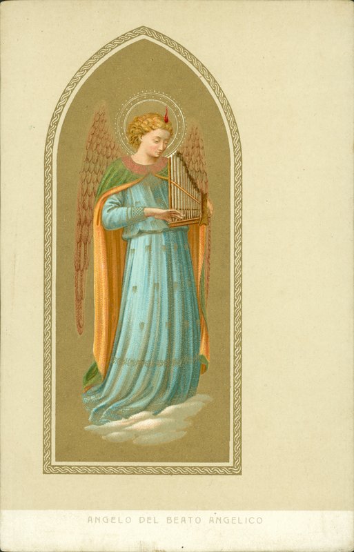 Anděl hrající na hudební nástroj (chromolit) od Fra (after) Angelico